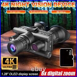 1.28 8X Zoom 4K Night Vision Goggles Binocular Night Vision Head Mounted+32GB