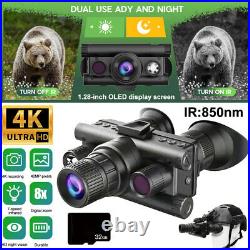 1.28 8X Zoom 4K Night Vision Goggles Binocular Night Vision Head Mounted+32GB