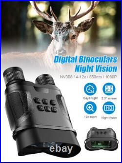 12X Zoomable Digital Binoculars Night Vision Goggles Infrared with 2.3 Screen
