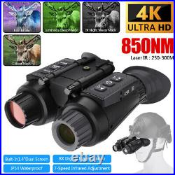 3D 1080P 4K Night Vision Binoculars Laser Infrared Head Mounted Goggles NV8300