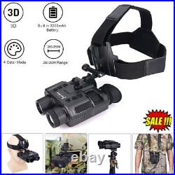 3D 1080P Night Vision Binoculars Goggles Head Mount Infrared NV8000 With TF Card