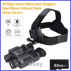3D 1080P Night Vision Binoculars Goggles Head Mount Infrared NV8000 With TF Card