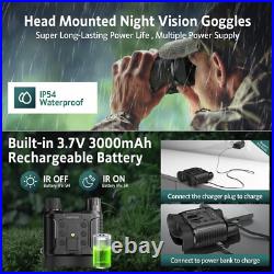 3D 8X Night Vision Goggles Head Mounted Binoculars Infrared Outdoor for Hunting