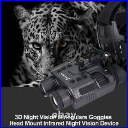 3D Night Vision Goggles Binoculars Digital IR Head Mounted Hunting Rechargeable