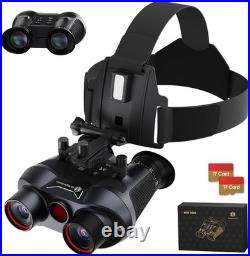 3D VR Night Vision Goggles 4K Head Mounted Binoculars 24MP 6X Zoom 32GB