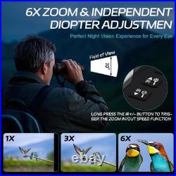 3D VR Night Vision Goggles, 4K Rechargeable Head Mounted Binoculars, Built-in 6X 3D VR Night Vision Goggles, 4K Rechargeable Head Mounted Binoculars, Built-in 6X