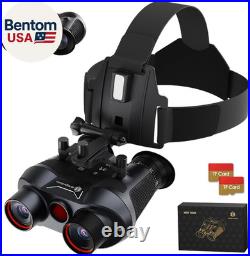 3D VR Night Vision Goggles Rechargeable Head Mounted Binoculars, Built-In Gian