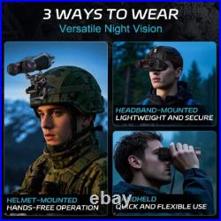 3D VR Night Vision Goggles Rechargeable Head Mounted Binoculars, Built-in Giant