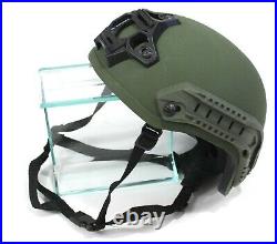 3m Ceradyne Combat High Cut Gunfighter Ballistic Helmet + Rails Nvg Mount Od Med