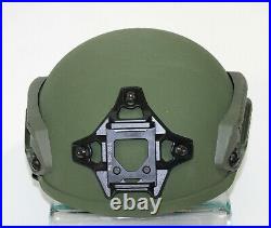 3m Ceradyne Combat High Cut Gunfighter Ballistic Helmet + Rails Nvg Mount Od Med