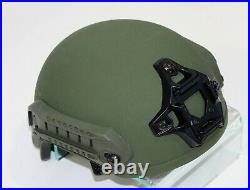 3m Ceradyne Combat High Cut Gunfighter Ballistic Helmet + Rails Nvg Mount Od Med