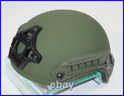 3m Ceradyne Combat High Cut Gunfighter Ballistic Helmet + Rails Nvg Mount Od Med