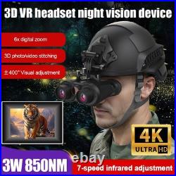 4K 3D VR Night Vision Goggles Binoculars 6X Zoom Digital IR Head Mounted Sight