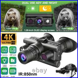 4K 40MP 8X Digital IR Night Vision Goggles Binoculars Head Mounted Hunting