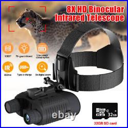 4K 8X HD ZOOM Night Vision Binoculars Head Mount Goggles Infrared Digital Camera