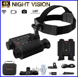 4K Head Mounted Night Vision Goggles Rechargeable Hands Free IR Binoculars withLRF