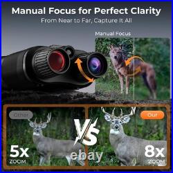 4K Night Vision Binoculars, 40MP Infrared Night Vision Goggles, 8X Zoom, 3 HD