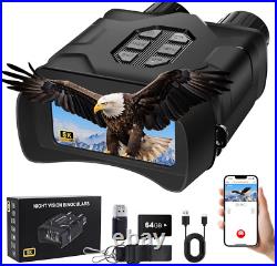 4K Night Vision Binoculars with 10X Zoom and 64GB Memory Card for Outdoors