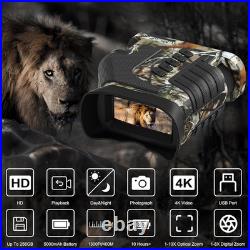 4K Night Vision Goggles- 10X Optical & 8X Digital Zoom, 1315FT Infrared Range, R