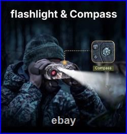 4K Night Vision Goggles 1300FT Range Flashlight Compass 5000mAh Battery