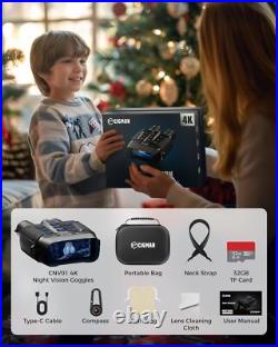 4K Night Vision Goggles, 3.99 Large Screen, 5000Mah Battery (Up to 18 Hours), F