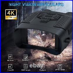 4K Night Vision Goggles, 3'' Large Screen Night Vision Binoculars for Adults, Re