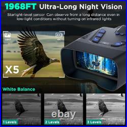 4K Night Vision Goggles, 58MP, 1968FT Range, 10000mAh Battery, 64GB Card