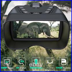 4K Night Vision Goggles, 58MP, 1968FT Range, 10000mAh Battery, 64GB Card