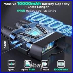 4K Night Vision Goggles, 58MP Full-Color Night Vision Binocular with 10000mAh R