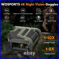 4K Night Vision Goggles 80X Magnification, 10X Optical Zoom, 1315FT Range, 64G