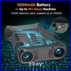 4K Night Vision Goggles 80X Magnification, 10X Optical Zoom, 1315FT Range, 64G
