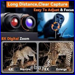 4K Night Vision Goggles, 8X Zoom, Clear in Dark, 32GB Card, Capture Photos/Video