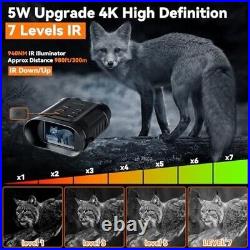 4K Night Vision Goggles, 8X Zoom, Clear in Dark, 32GB Card, Capture Photos/Video