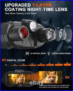 4K Night Vision Goggles Head Mounted Binoculars 8X Zoom, 1312ft Range, Saves