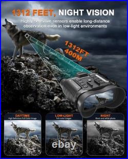 4K Night Vision Goggles Head Mounted Binoculars 8X Zoom, 1312ft Range, Saves