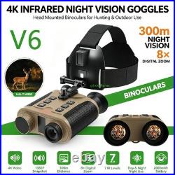 4K Night Vision Goggles Head Mounted Rechargeable Infrared Digital Binoculars