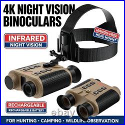 4K Night Vision Goggles Head Mounted Rechargeable Infrared Digital Binoculars