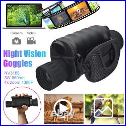 4x Digital Monocular Night Vision Goggles Zoom 1080P Video Photo Recorder New