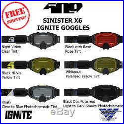 509 Sinister X6 Ignite Goggle Heated Snowmobile Goggles with Case All New Models