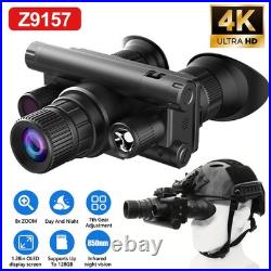 8X Zoom Binocular 4K Night Vision Scope 32GB Infrared 850nm Head Mounted Goggles