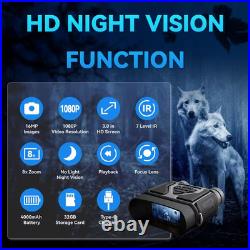 984FT 3 In. Large Display Black Night Vision Binoculars with Accessories
