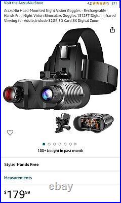 ArzzuNiu Head-Mounted Night Vision Binoculars Goggles Rechargeable Hand Free