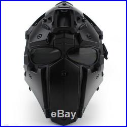 Cosplay Airsoft Tactical Skull With Fan Helmet NVG Rail Mount Full Mask BLACK