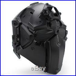 Cosplay Airsoft Tactical Skull With Fan Helmet NVG Rail Mount Full Mask BLACK