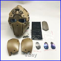 Cosplay Airsoft Tactical Skull With Fan Helmet NVG Rail Mount Full Mask Tan