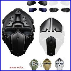 Cosplay Airsoft Tactical Skull With Fan Helmet NVG Rail Mount Full Mask Tan
