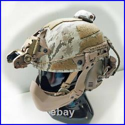 Custom AOR1 Navy SEAL Tactical Helmet with ANVS NVG mount + NRR 26dB comms headset