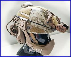 Custom AOR1 Navy SEAL Tactical Helmet with ANVS NVG mount + NRR 26dB comms headset