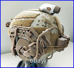 Custom AOR1 Navy SEAL Tactical Helmet with ANVS NVG mount + NRR 26dB comms headset