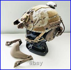 Custom AOR1 Navy SEAL Tactical Helmet with ANVS NVG mount + NRR 26dB comms headset